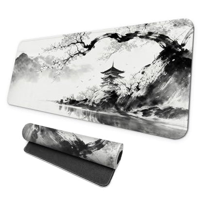 MAY FLOWER Gaming Mouse pad, Large Laptop Mousepad, Full Keyboard Mat, Long Computer Mouse Mat for Home and Office, Anti-Slip Rubber Base, 31.5 x 11.8 Inches (Japanese Cherry Blossom) - color: Japanese Cherry Blossom