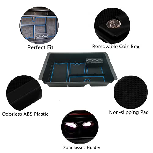 Center Console Tray Organizer Compatible with 2014-2018 GMC Sierra Accessories, (2015-2020) Yukon/Chevy Tahoe Silverado Suburban, Armrest Storage Box Replaces 22817343 (Blue) - color: Blue