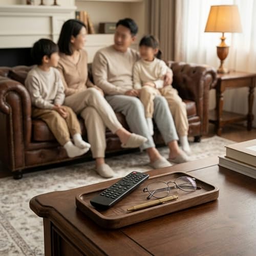 muso wood Walnut Serving Tray - Solid Wood Small Rectangle Platter for Bathroom, Dinner, Tea, Coffee (11.8 x 5 in)