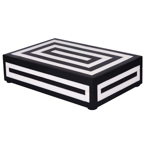 Handicrafts Home Decorative Storage Box 10x6 – Remote Organizer Box with Lid, Modern Decorative Keepsake Box, Boho Shelf Décor, Memory Box for Photos or Letters, Decorative Box for Table Décor - color: Concentric, size: 10 x 6 x 2.5 Inches