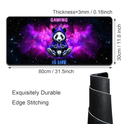 Blacklight Gaming Mouse Pad – UV Reactive Neon Panda Gamer Design, Glow in The Dark RGB Desk Mat, Smooth Precision Surface with Non-Slip Rubber Base for PC & Console Gaming - 31.5" x 11.8" - color: Panda