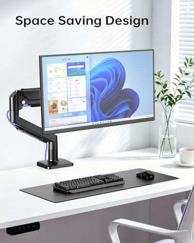 Single Monitor Stand for 13 to 32 inch Screens, Gas Spring Monitor Arm with Swivel, Tilt, Rotation, Height Adjustable, Desk Mount with C-Clamp and Grommet Base, Holds 4.4 to 19.8lbs Screen, Black - size: Non-RGB Single Arm Black
