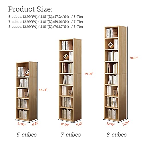 IOTXY Small Narrow Corner Bookcase - 47 Inches Tall Gap Freestanding Storage Cabinet, 5 Lattices Open Shelves Tower Rack, Cubes Bookshelf in White - color: White, size: 5-Cubes without Door