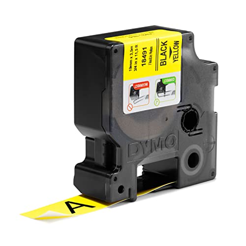 DYMO Rhino Industrial Flexible Nylon Labels 3/4" x 11.5' Black Print on Yellow Tape - color: Black on Yellow, size: 3/4" (19MM)