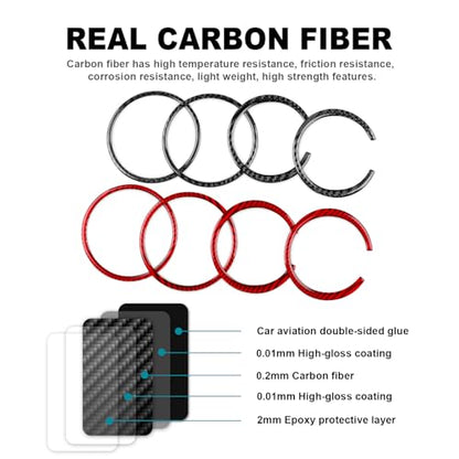 AIRSPEED for Subaru Impreza 2005 2006 2007 Air Vent Outlet Ring Cover Carbon Fiber Center Console Interior Trim Accessories, Red - color: Side Air Outlet Ring Red