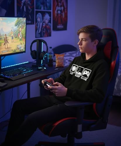 Tstars Eat Sleep Game Hoodie for Men and Teens Funny Gamer Pullover Cool Gaming Apparel Hoodies Boys - color: Black, size: XX-Large