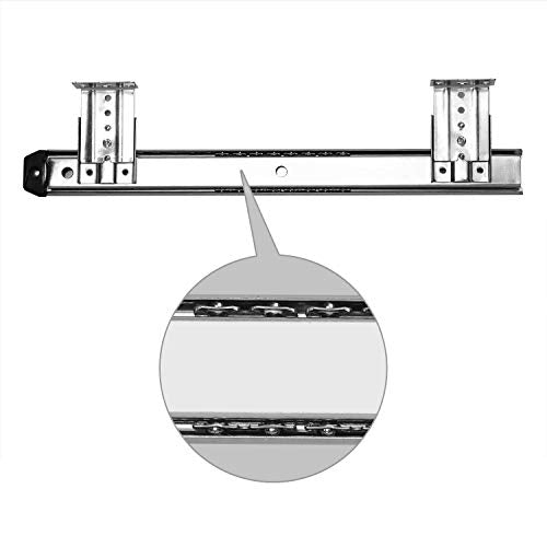 KINJOEK 2 PCS 14 Inch Under Desk Keyboard Tray Rails Slides, Adjustable Height Heavy Duty Ball Bearing Keyboard Mount Track, Silver - color: Silver