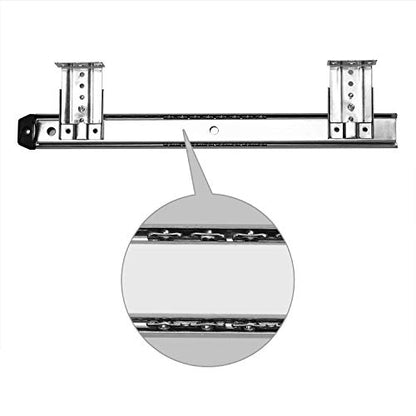 KINJOEK 2 PCS 14 Inch Under Desk Keyboard Tray Rails Slides, Adjustable Height Heavy Duty Ball Bearing Keyboard Mount Track, Silver - color: Silver