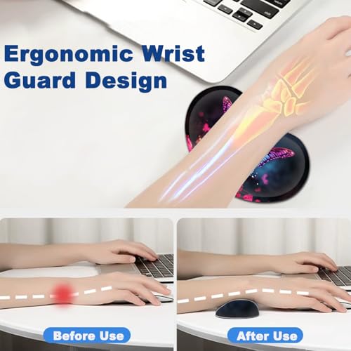 Large Mouse Pad + Keyboard Wrist Rest Set, Extended Gaming Mousepad (31.5X11.8 inch) with Non-Slip Rubber, Ergonomics Memory Foam Mouse Wrist Rest Support, Colorful Butterflies Pattern XXL Desk Pad - color: Yu-Mouse Pad-3-B48