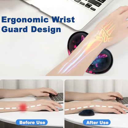 Large Mouse Pad + Keyboard Wrist Rest Set, Extended Gaming Mousepad (31.5X11.8 inch) with Non-Slip Rubber, Ergonomics Memory Foam Mouse Wrist Rest Support, Colorful Butterflies Pattern XXL Desk Pad - color: Yu-Mouse Pad-3-B48