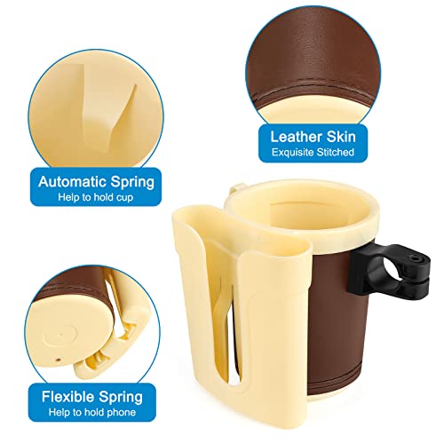 Accmor 3-in-1 Bike Cup Holder with Cell Phone Keys Holder, Bike Water Bottle Holders, Universal Bar Drink Cup Can Holder for Bicycles, Motorcycles, Scooters, Yellow Brown - color: Gream Yellow Brown