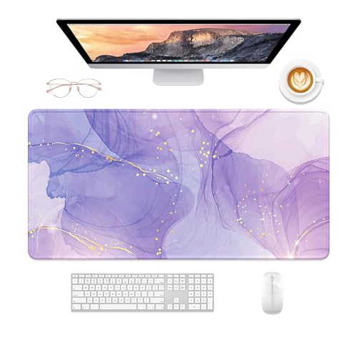 Desk Mat, 32" x 16" XXL Extended Large Gaming Mouse Pad, Desktop Decor Desk Pad, Cute Men Women Office Supplies and Accessories, XL Mouse Mat for Laptop & Keyboard, Minimalism Purple Marble - color: Minimalism Purple Marble, size: 32" x 16"