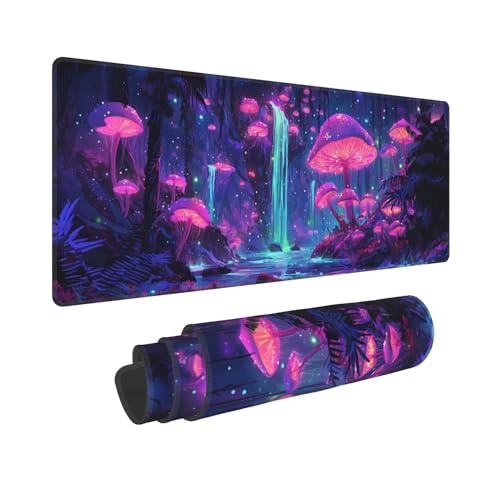 Mushroom Mouse Pad Extended Large Gaming Mouse Pad XL Stitched Edges for Gamer Home Office 31.5 X 11.8 Inch - color: Mushroom