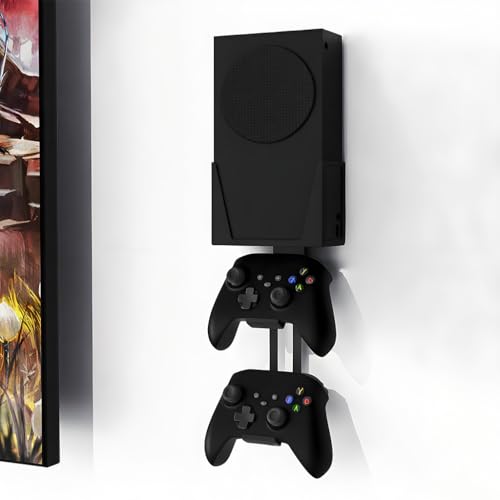 Wall Mount for Xbox Series S - All Metal Vertical Hanging On Wall Near or Behind TV Left/Right, Wall Mount Kit with Detachable Controller Holder, Black - color: Black