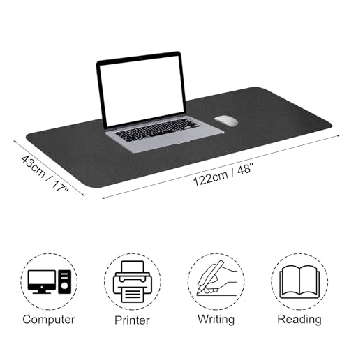 PATIKIL Large Desk Mat, 48"x17" Non-Slip Waterproof PU Leather Desk Pad, Dual Sided Desktop Protector Cover for Office Home Work Study, Black - color: Black, size: 48"x17"