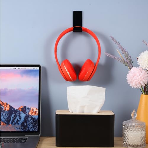Weewooday 32 Pcs Headphone Hanger Headphone Holder Wall Hook Desk Bulk Adhesive Headset Wall Mount Stand General Purpose (Black) - color: Black