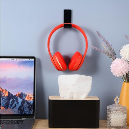 Weewooday 32 Pcs Headphone Hanger Headphone Holder Wall Hook Desk Bulk Adhesive Headset Wall Mount Stand General Purpose (Black) - color: Black