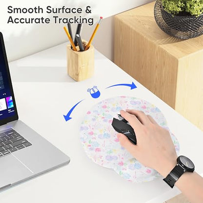 RICHEN Ergonomic Mouse Pad with Wrist Support,Non-Slip Rubber Base for Computer Laptop & Mac,Lightweight Rest for Home,Office & Travel (Hydrangea Swan) - color: Hydrangea Swan