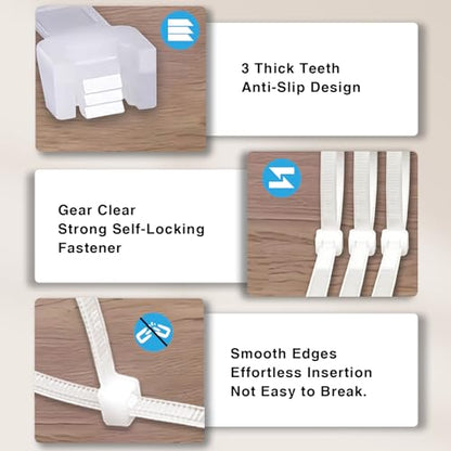 White Zip Ties Assorted Sizes 4+6+8+12 Inch, 400 Pack, Clear Zip Ties, White Cable Ties, Zipties Clear, UV Resistant Wire Ties, Plastic Ties, Tie Wraps Assorted Sizes, SiKuLin - size: 4+6+8+12 (400 Pack)