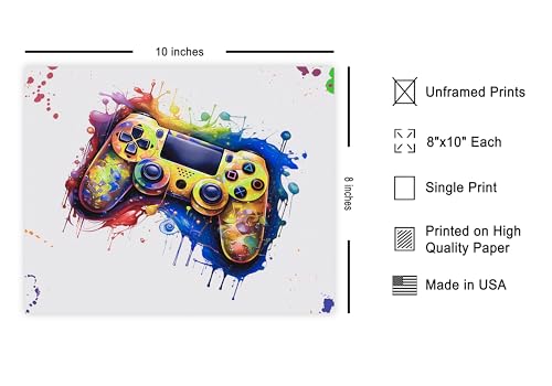 Poster Master Game Controller Poster - Gaming Print - Joystick Art - Controller Illustration - Video Game Design - Colorful Gaming Room or Kid's Room Wall Decor - 8x10 UNFRAMED Wall Decor - color: Style-14, size: 8"L x 10"W