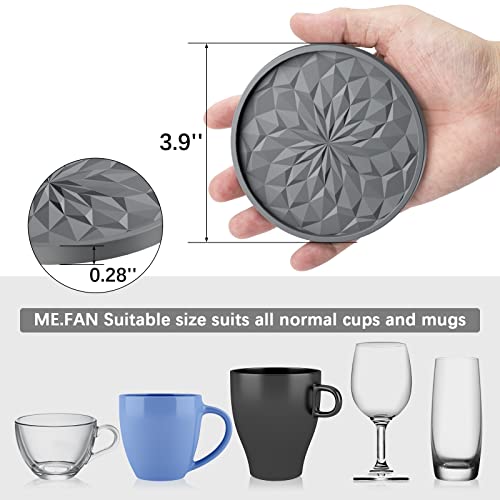 ME.FAN Silicone Coasters with Holder,[6 Pack] Drinking Coasters - Cup Mat for Hot or Cold Drinks, Thickened, Non-Slip, Non-stick,Deep Tray Navy Blue - color: Navy Blue