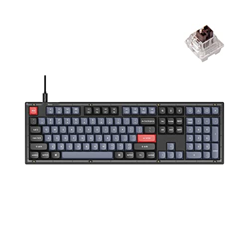 Keychron V6 Wired Custom Mechanical Keyboard, Full-Size QMK/VIA Programmable Macro with Hot-swappable Keychron K Pro Brown Switch Compatible with Mac Windows Linux (Frosted Black-Translucent) - color: Hot-swap Keychron K Pro Brown Switch