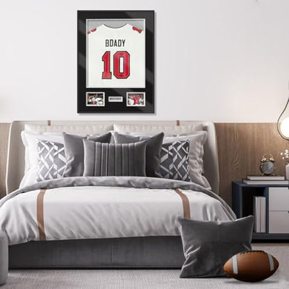Aluminum Jersey Display Frame Case Large Shadow Box Jersey Frame with Photo Slots 98% UV Protection Clear Acrylic for Football, Hockey, Basketball, Baseball Shirt Ideal Gift for Sports Fans - color: 1 Pack Jersey Frame 01