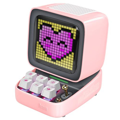 Divoom Ditoo Retro Pixel Art Game Bluetooth Speaker with 16X16 LED App Controlled Front Screen (Pink) - color: Pink