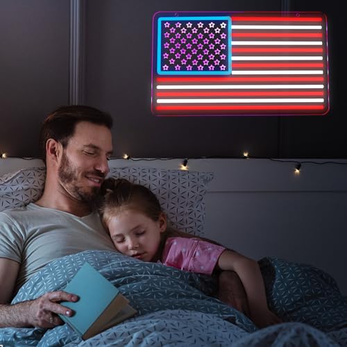 USA Neon Signs for Wall Decor，Led Neon Light for Man Cave、Bedroom、Garage，Christmas Birthday Party Gifts - style: national flag