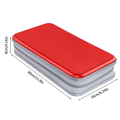 Siveit CD Case Holder, 80 Capacity CD/DVD Case Holders Wallet Hard Plastic CD DVD Disc Cases Storage Binder for Car Home Office Travel (Red) - color: Red