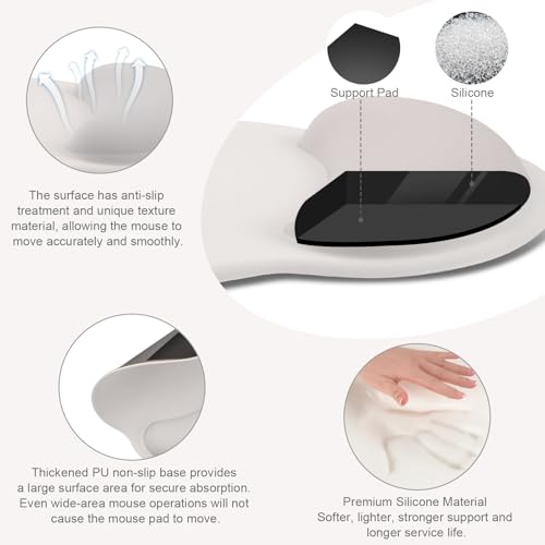 MOSISO Wrist Rest Support for Mouse Pad&Keyboard Set, Circle Curved Ergonomic Mousepad&Coaster Non-Slip Base Home/Office Pain Relief&Easy Typing Pad with Soft Cloth&Silicone Lining, Stone Gray - color: Stone Gray