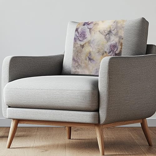 Rose Butterfly Slipcover Headrest Protector Covers Non Slip Recliners Headrest Cover Furniture Protectors Sofas Back Covers Chairs Home Decoration Sofa Covers - color: Rose Butterfly
