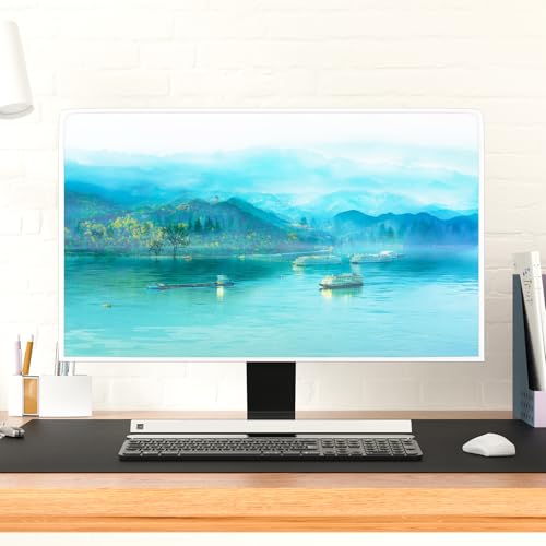Misty Landscape 22-25 Inch Monitor Cover, Blue Green Scenery - color: baby blue, size: 22-25 Inch