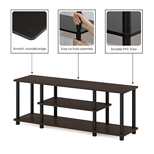 Furinno Turn-N-Tube No Tools 3D 3-Tier Entertainment TV Stand up to 50 inch TV, Round Tubes, Dark Brown / Black - color: Dark Brown/Black, size: 50 inch