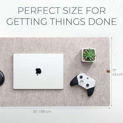 Nordik Large Felt Desk Mat – Stone Oat Beige – 35 x 17 inch – Computer Desk Mat – Keyboard and Mouse Pad – Large Desktop Felt Pad - color: Stone Oat
