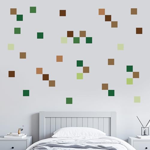 GTOTd Pixel Block Wall Decal Stickers Wallpaper（4 Sheet,80 Blocks） | Peel and Stick Nursery Playroom Decor Kids Bedroom Home Classroom Living Room Kitchen Decorations Art