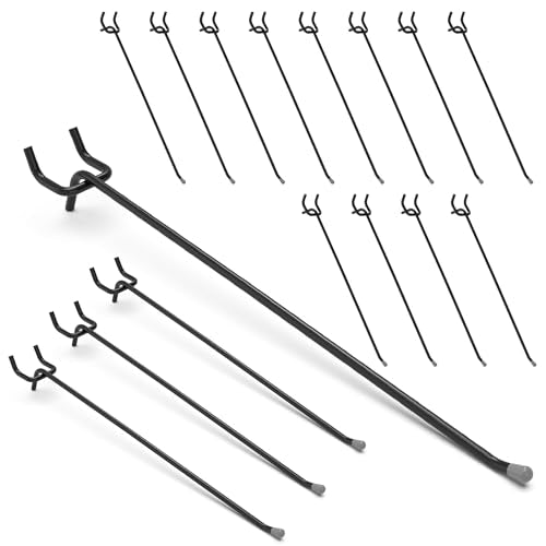 50PC 12" Pegboard Hooks for 1/4" Peg Board | Heavy Duty Black Metal Pegboard Hooks for Tools & Supplies, 30 lb Capacity Organizer Accessories for Garage, Store - size: 12 Inch