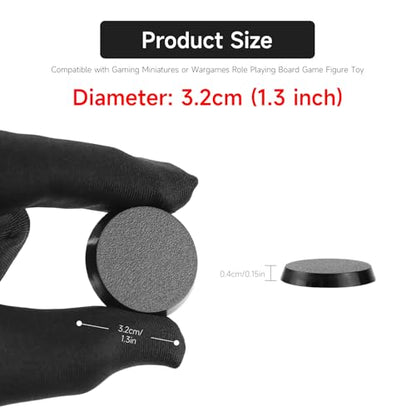100Pcs 32mm/1.26inch Plastic Model Miniature Bases,4mm/0.16 Thick Circular War Figure Display Stands For Gaming Miniatures or Wargames Role Playing Board Game Figure Toy (100PCS-32mm-Black Round) - color: 100PCS-32mm-Black Round