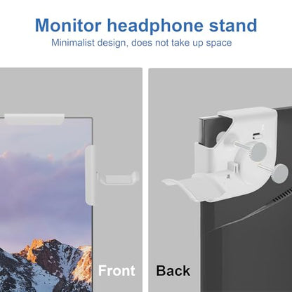 Headphone Holder for Screen, Plastic Headphone Stand, Headset Stand Suitable for AirPods Max, Sony, Bose, Beats and More (White) - color: White