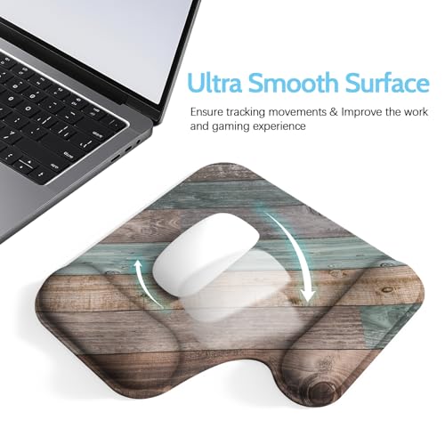Ergonomic Mouse Pad with Gel Wrist Rest (1"& 1.2" Dual Height) - Mouse Pads Compact Mousepad Desk Mat Office, Gaming & Carpal Tunnel Relief | Non-Slip Rubber Base Rustic Wood Pattern - color: Rustic Wood Pattern