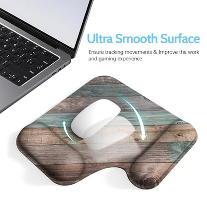 Ergonomic Mouse Pad with Gel Wrist Rest (1"& 1.2" Dual Height) - Mouse Pads Compact Mousepad Desk Mat Office, Gaming & Carpal Tunnel Relief | Non-Slip Rubber Base Rustic Wood Pattern - color: Rustic Wood Pattern
