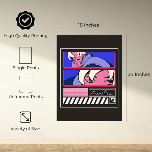 InkFlow Posters Stylized Character Poster - Graphic Digital Art Print - Modern Futuristic Design for Living Room, Bedroom, Office - Trendy Digital Décor - 18x24 Unframed Canvas Print - color: Style-04, size: 18"L x 24"W