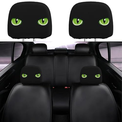 Dujiea 2 Pack Black Cat Eye Car Headrest Covers, Universal Soft Car Seat Head Rest Cover Protector, Vehicle Accessories Fabric Headrest Cover for Cars Vans Trucks - color: Black Cat Eye