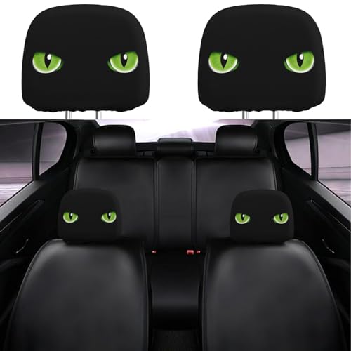 Dujiea 2 Pack Black Cat Eye Car Headrest Covers, Universal Soft Car Seat Head Rest Cover Protector, Vehicle Accessories Fabric Headrest Cover for Cars Vans Trucks - color: Black Cat Eye