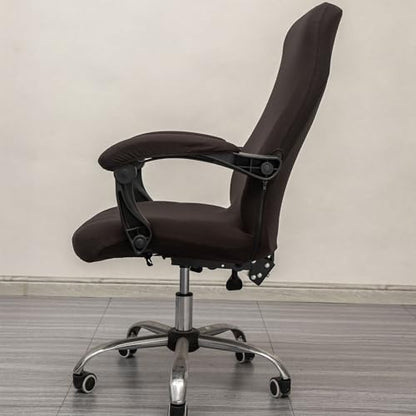 Melaluxe Office Chair Cover with Arm Covers - Universal Stretch Desk Chair Cover, Computer Chair Slipcovers (Size: L) - Coffee - color: Coffee, size: Large with Arm Cover