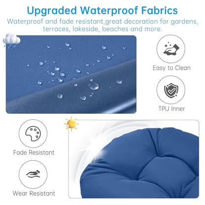 Adirondack Chair Cushion Tufted Waterproof Outdoor Rocking Chair Cushions with Ties Anti-Slip High Back Patio Chair Cushions for Patio Furniture Cushions - color: Blue