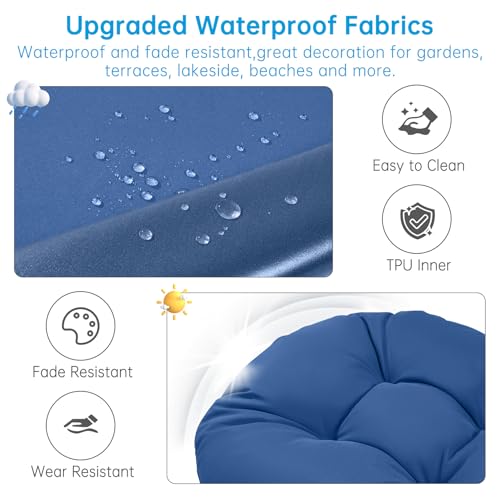 Adirondack Chair Cushion Tufted Waterproof Outdoor Rocking Chair Cushions with Ties Anti-Slip High Back Patio Chair Cushions for Patio Furniture Cushions - color: Blue