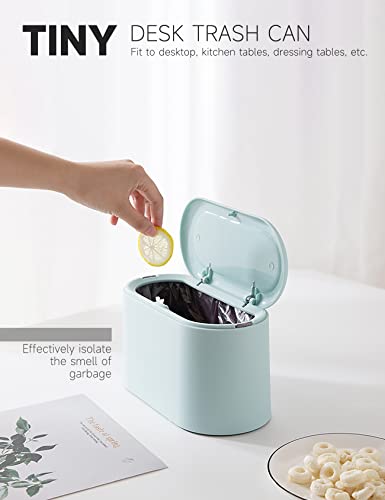 Mini Trash Can with Lid Removable Small Garbage Can, Tiny Plastic Trash Bin, Pop Up Countertop Wastebasket, Counter Garbage Lint Bin (Light Blue) - color: Light Blue