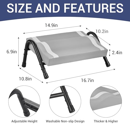 FUSLITE Foot Rest for Under Desk at Work,Ergonomic Foot Rest for Office Use, Adjustable Heights,Relieving Pain in Lower Back, Hip, Knee (Grey) - color: Grey