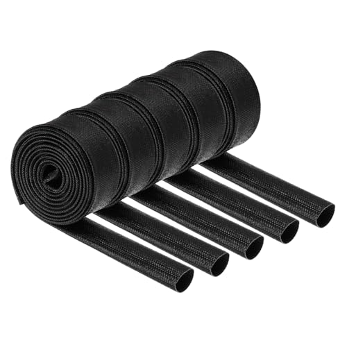 MECCANIXITY 5Pcs Wire Insulation Braid Fire Sleeve,6.6Ft-14mm ID Black, High Temp Silicone Coated Fiberglass Sleeving for Automotive Hose Lines Electrical Wiring - color: Black, size: 6.6Ft-14mm